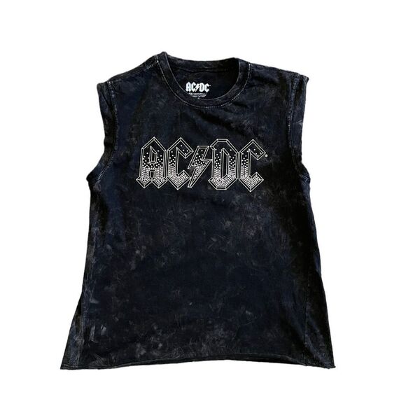 AC/DC Sleeveless Black Tye Dye Shirt Size Medium - Picture 1 of 4